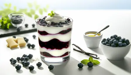 Blåbærkompot med vaniljekrydret yoghurtcreme