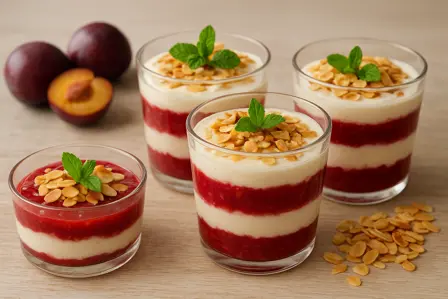 Blommekompot med mild kærnemælkscreme