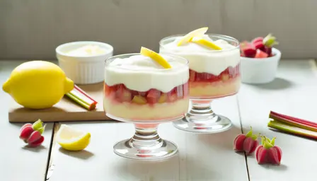 Kold citroncreme med frisk rabarberkompot