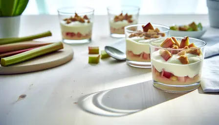 Kold hyldeblomstcreme med bagte rabarber
