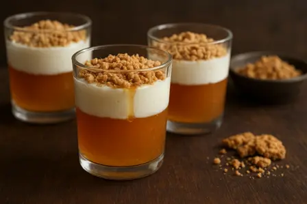 Krydret kvædegelé med honningyoghurt og kiks