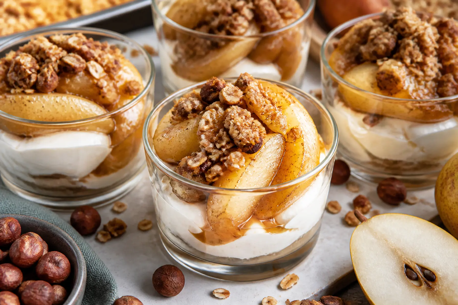 Pære med brunet smør og mascarponecreme