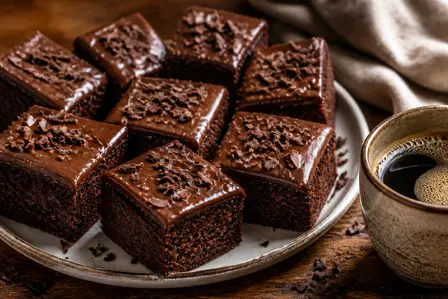 Saftig chokoladekage med kaffeglasur