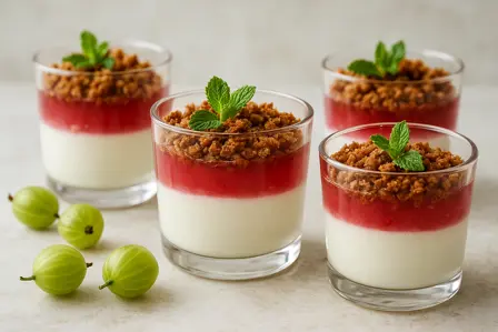 Ymer med stikkelsbærgelé og rugbrødsknas